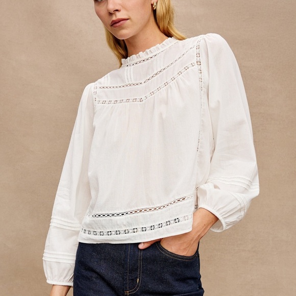 Rails Tops - Rails 100% Cotton White Women's Blouse with Delicate Details
